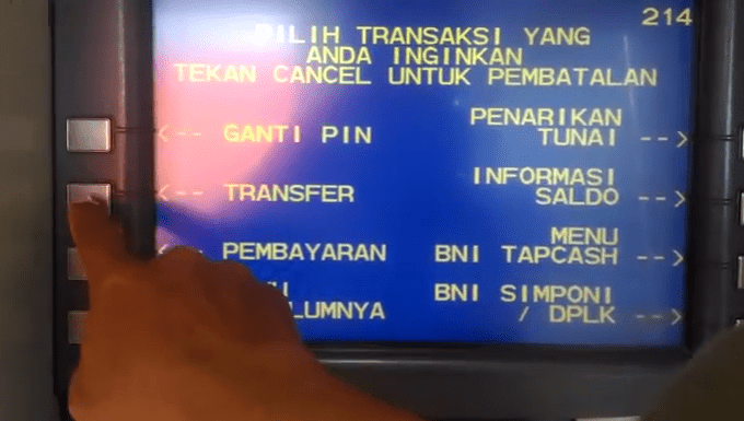 Transfer lewat ATM BNI